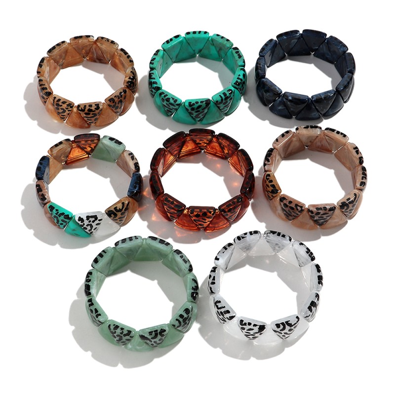 Office Bracelet Supplier - Trendy Office Women's Jewelry Bracelet Geometric Resin Leopard Print Triangle Beads