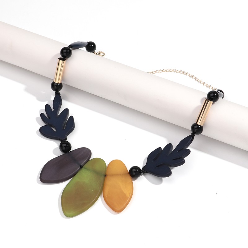 Acrylic Choker Factory - Casual Ethnic Style Acrylic Choker Statement Jewelry Irregular Resin Geometric Leaf