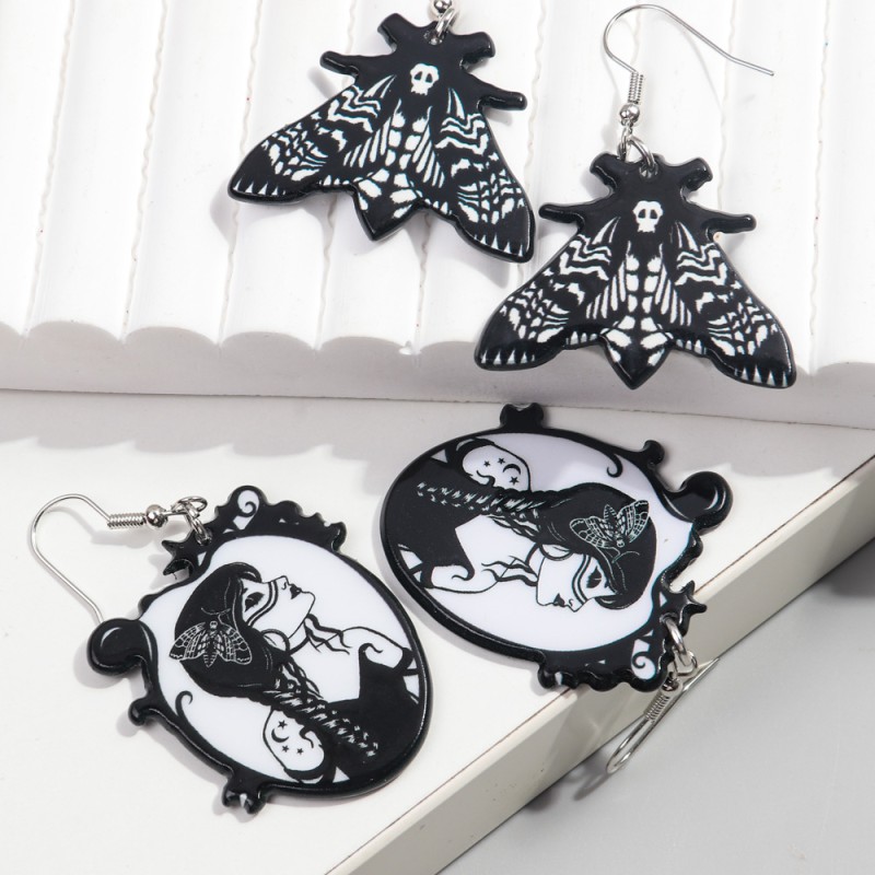 Gothic Earrings Manufacturer - Dark Jewelry Geometric Acrylic Drop Snake Halloween Witch Ghost Bride