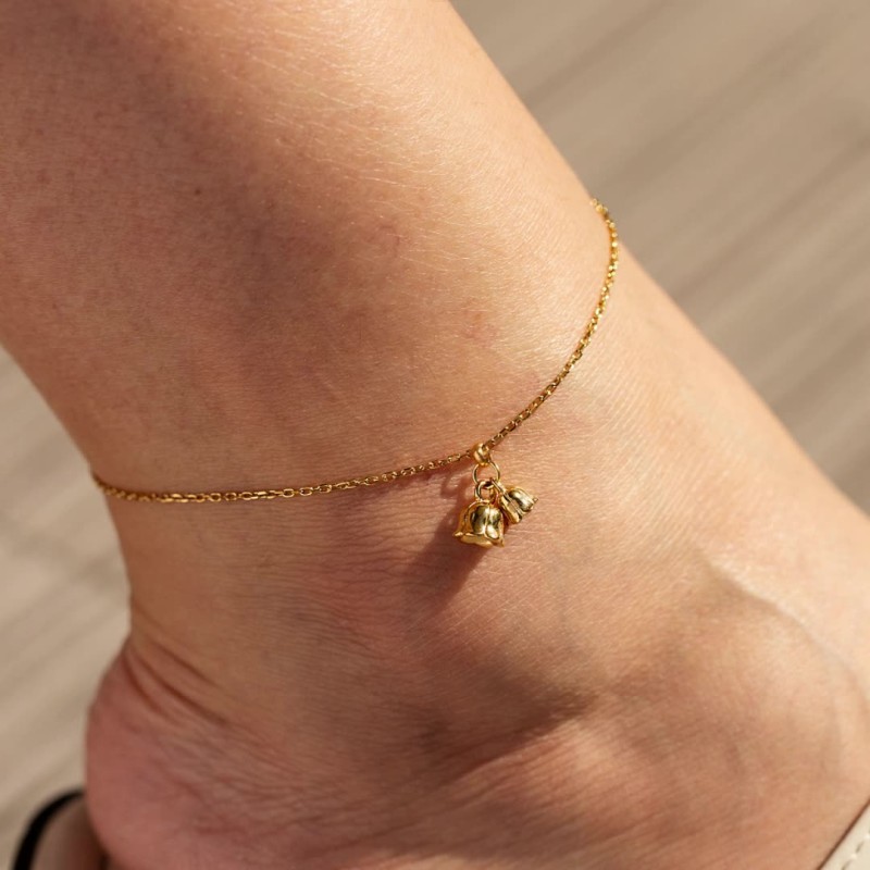 Vintage Anklet Manufacturer - 2024 Vintage Summer Holiday Party Gold Lily of Bell Flower Anklet Titanium Steel Chain