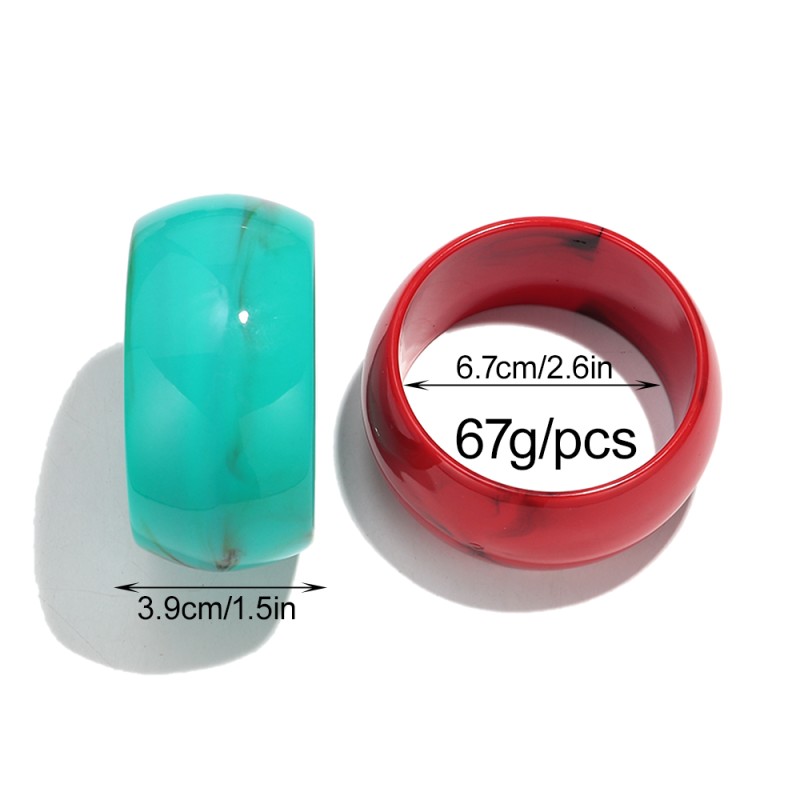 Cuff Bracelet Factory - Simple Fashion Jewelry Mixed Color Extra Wide Cuff Bracelet Geometric Round Acrylic
