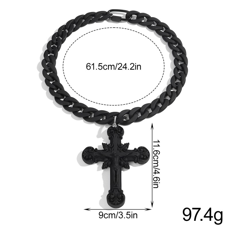 Jesus Necklace Supplier - New Arrival Matte Black Jesus Necklace Hip Hop Cool Barb Chain Infinite Thorns