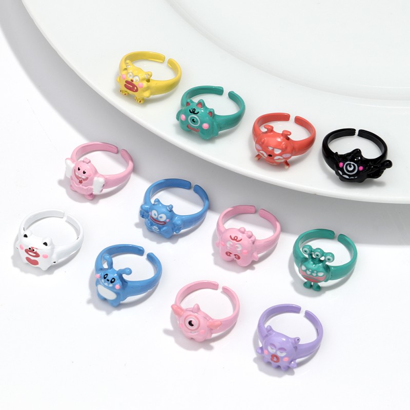 Monster Ring Supplier - Wholesale Price Alloy Spray Paint Little Monster Waterproof Open Ring for Children Women