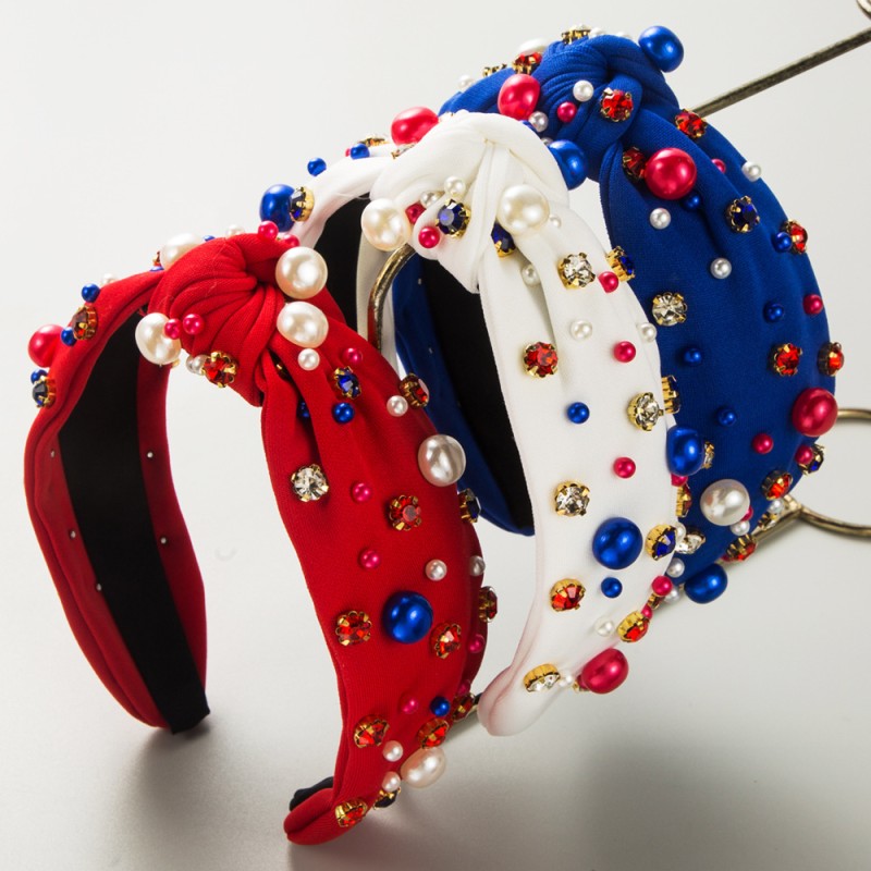 Headbands Factory - Wholesale Trend Inlay Pearl Rhinestone Headbands Personality Coloured Wide Headbands for Women