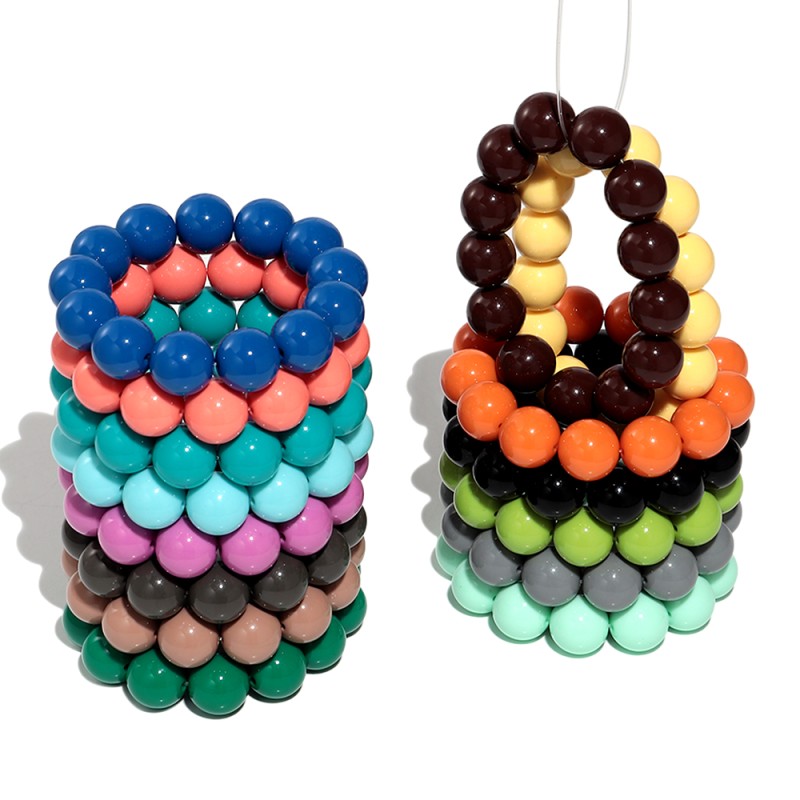 Plastic Bracelet Supplier - Boho Style Popular Holiday Jewelry 16mm Round Ball Beads Cheap Plastic Bracelet