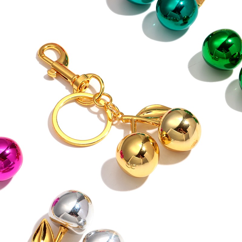 Small Cherry Supplier - Wholesale Small Cherry Pendant Bag Charm Popular Colorful Metallic Electroplated Cute Keychain
