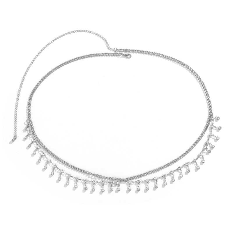 Rhinestone Chain Supplier - Hot Selling Boho Geometric Rhinestone Star Tassel Belly Waist Chain 18K Gold for Party Gift