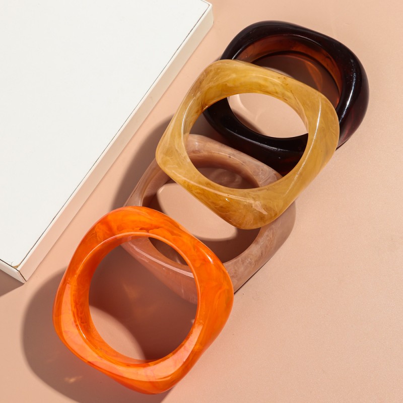 Designer Bangle Manufacturer - Vintage Chunky Boho Fashion Designer Jewelry Resin Geometric Marble Acrylic