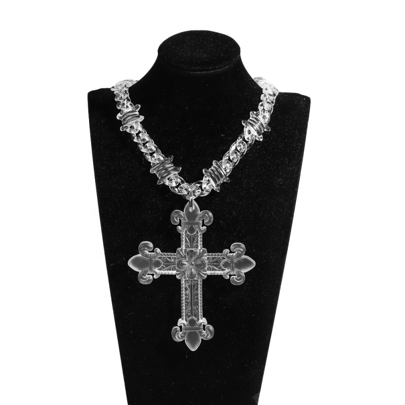 Hip Hop Necklace Factory - 2025 Hip Hop Men's Jewelry Cuban Necklace Custom 3D Resin Pendant Clear Cross