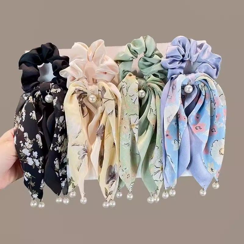 Flower Bow Supplier - Hot Selling Trend Sweet Flower Bow Hair Loops Irregular Elastic Coloured Headbands for Women