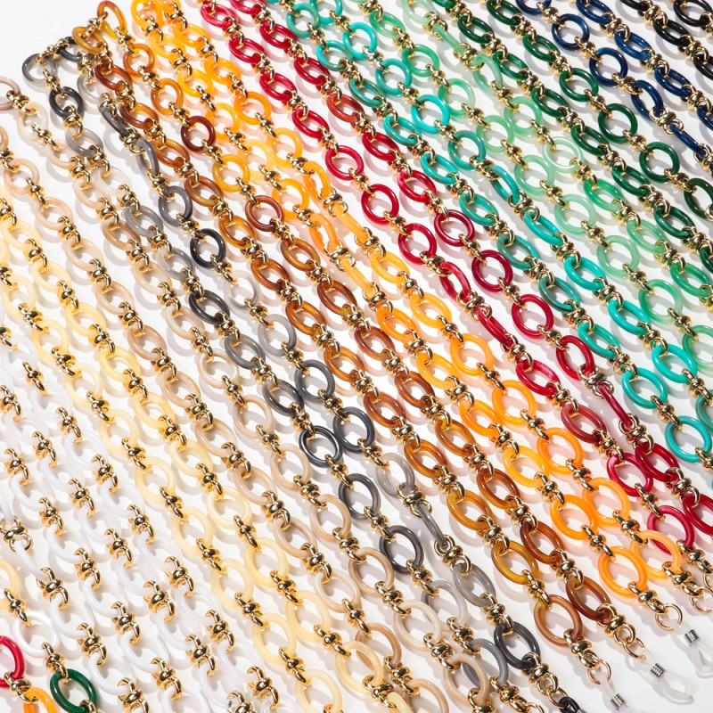 Bohemia Chain Supplier - 2025 Fashion Bohemia Glass Marble Long Glasses Chain Colorful Mask Casual Jade