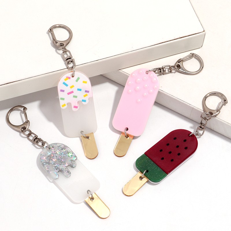 Food Keychain Factory - Cartoon Cute Casual Bag Pendant Food Charms Interesting Popsicle pink Pearl Watermelon