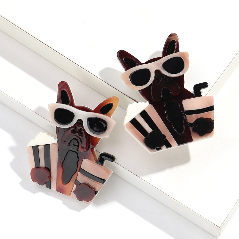 Animal Pin Factory - Cartoon Animal Pin Badge Clothing Bag Accessories Cute Popcorn Drink Wearing Glasses