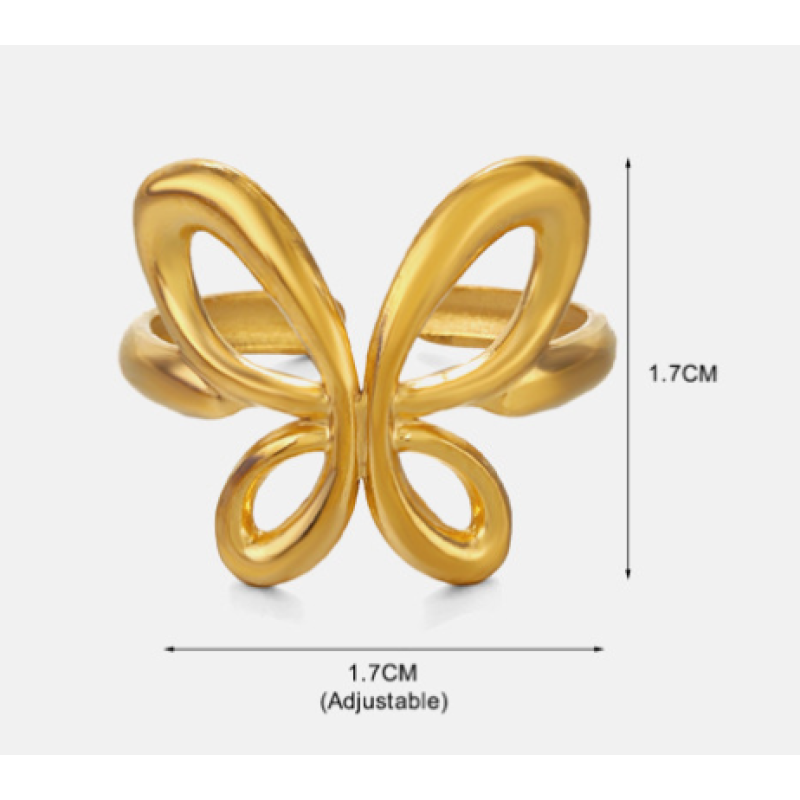 Butterfly Ring Factory - High Sales High Quality Atmospheric Simple butterfly element Design Unique Stainless Steel