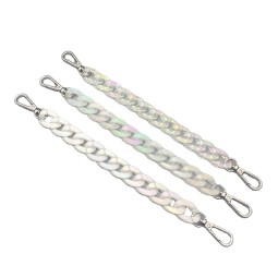 Circular Chain Factory - Resin Circular Bag Chain Clear AB Color White U Shape Acrylic Chain Pearl White Laser