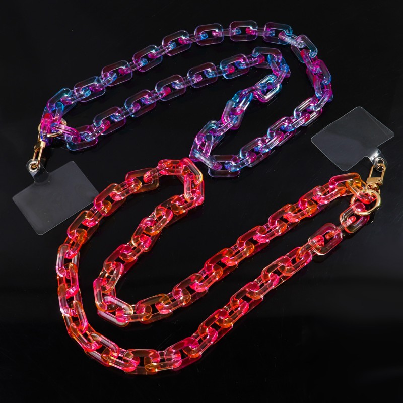 Rainbow Chain Factory - Wholesale New rainbow Transparent Mixed Color Fluorescent Cute Chain Hanging Neck 80cm