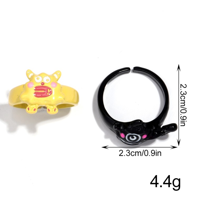 Monster Ring Supplier - Wholesale Price Alloy Spray Paint Little Monster Waterproof Open Ring for Children Women