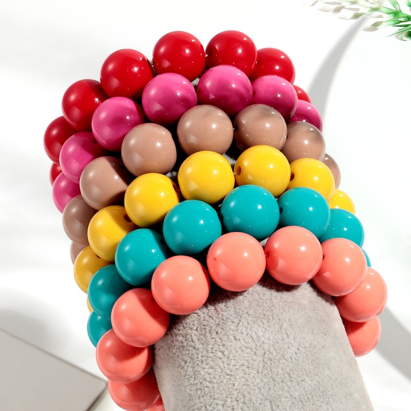 Plastic Bracelet Supplier - Boho Style Popular Holiday Jewelry 16mm Round Ball Beads Cheap Plastic Bracelet