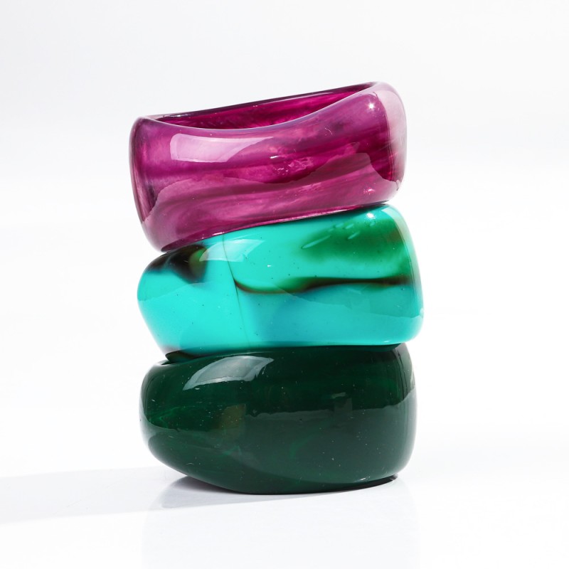 Bohemian Bracelet Factory - Casual Bohemian Wide Bracelet Irregular Geometric Shape Resin Chunky Acrylic