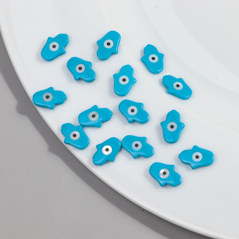Natural Beads Manufacturer - Wholesale Natural Synthetic Pearl Turquoise Evil Eyes Shell Hamsa Hand Blue Fatima's Hand Beads