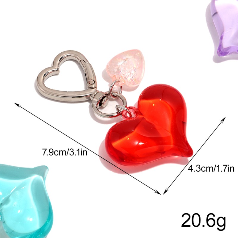 Heart Keychain Manufacturer - Cheap Cute Bag Pendant Zinc Alloy Accessories Sweet Heart Charms Acrylic Transparent