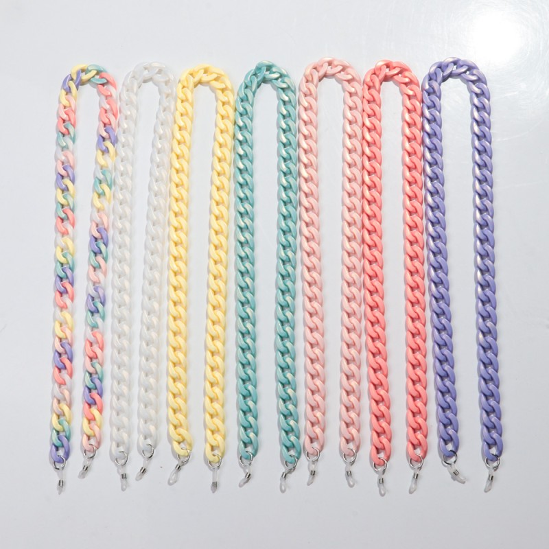 Colored Chain Factory - New Simple Colored Resin Links Pearl White Gloss Vintage Glasses Chain with Rubber Ring