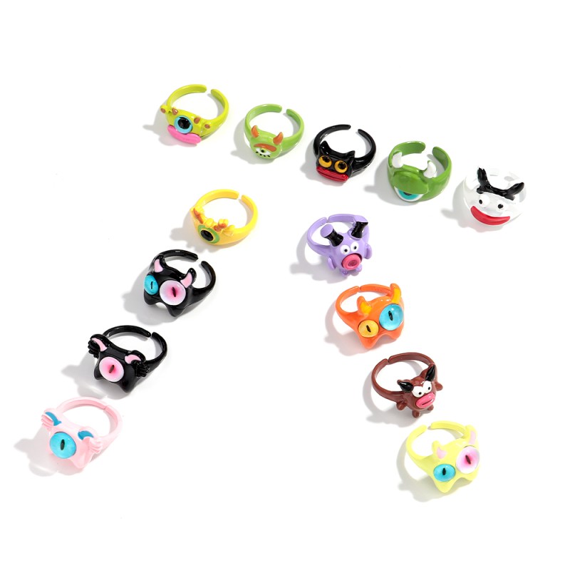 Kids Ring Factory - 2025 Best-selling Cute Ring Jewelry for Kids Gift Multi Little Monster Design Creative Cartoon