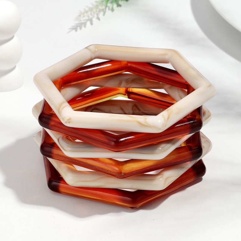 Hexagonal Bracelet Supplier - Factory Price New Hexagonal Plastic Bracelet Elegant Vintage Geometric Stackable