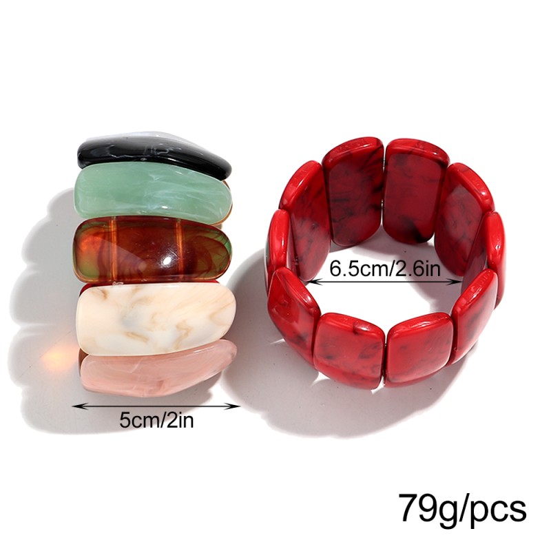 Elastic Bracelet Manufacturer - Fashionable Elegant Unique Jewelry Elastic Bracelet Two-tone Resin Wide Petal-shaped