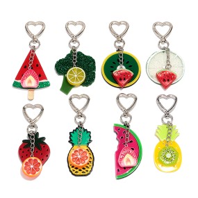 Fruit Keyring Supplier - Cute Cartoon Fruit Pendant Keyring Fun Strawberry Pineapple Watermelon Orange Cherry