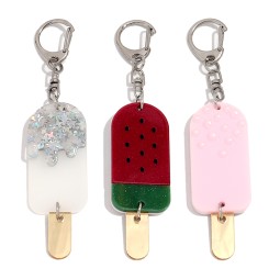 Food Keychain Factory - Cartoon Cute Casual Bag Pendant Food Charms Interesting Popsicle pink Pearl Watermelon