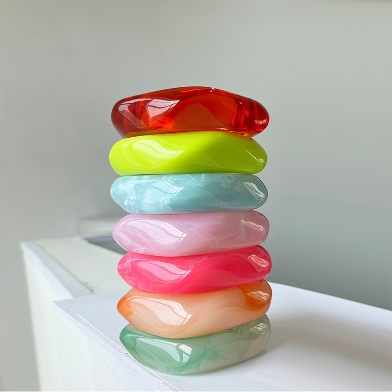 Resin Bangles Supplier - Exaggerated Dazzling Multicolor Fashion Chunky Resin Bangles Party Wide