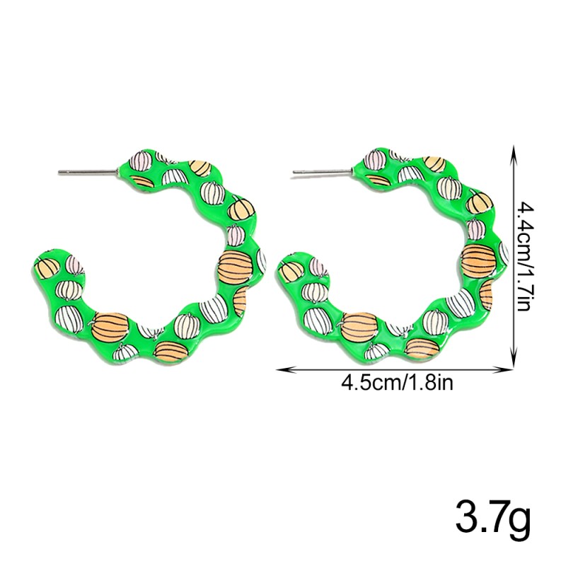 Cartoon Earrings Supplier - Exaggerated Personality Halloween Cartoon Print Earrings Colorful Bat Ghost