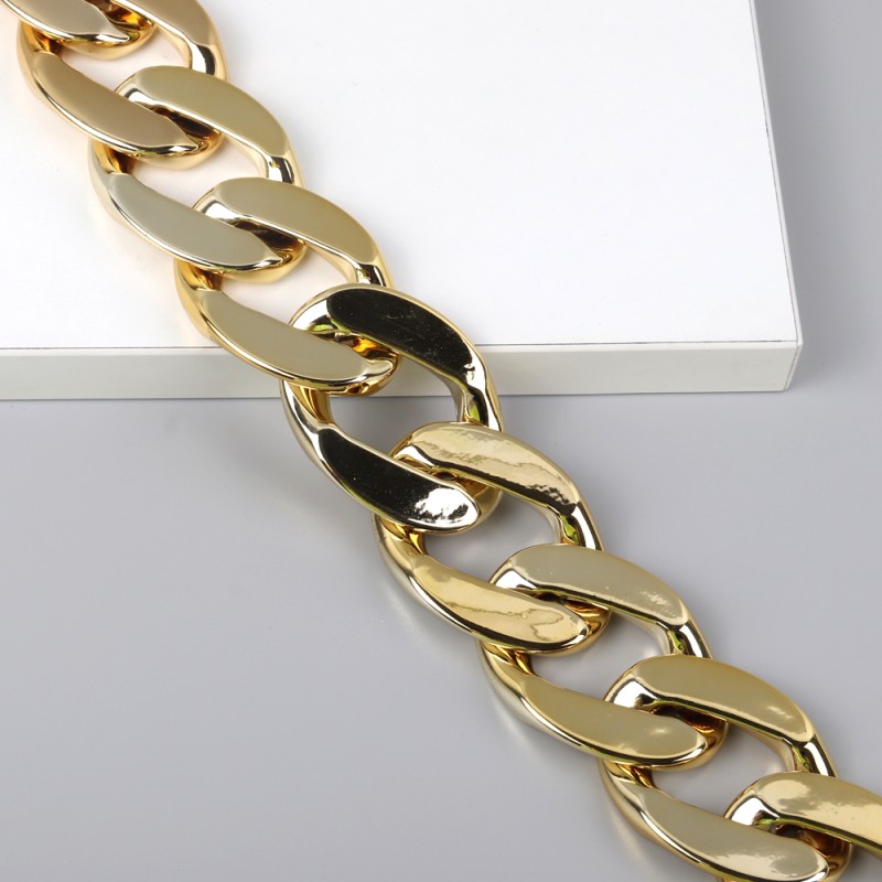 Metal Chain Manufacturer - Metal Chain Creative Ccb Gold Silver Rose Gold Black Large Link Clasp Hollow Men's Cuba