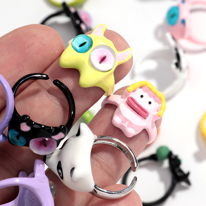 Kids Ring Factory - 2025 Best-selling Cute Ring Jewelry for Kids Gift Multi Little Monster Design Creative Cartoon