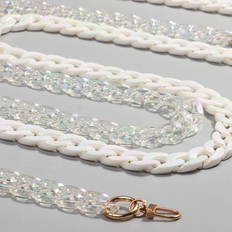 DIY Chain Factory - Fashion 2024 DIY Mobile Phone Chain Accessories Laser Pearl Sexy Leopard Print Chunky Links