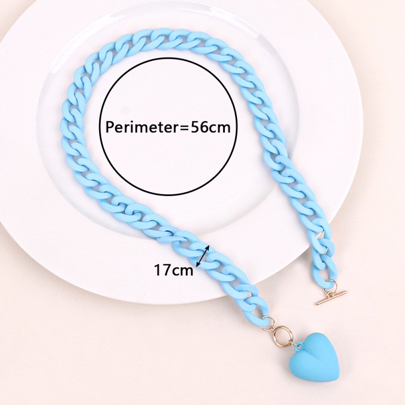 Resin Necklace Manufacturer - Y2k Sweet Romantic Chunky Geometric Resin Necklace Candy Color Frosted Acrylic