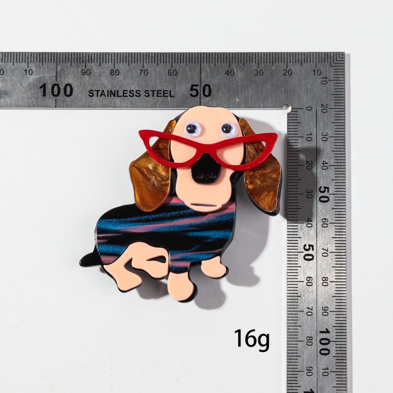 Pet Brooch Manufacturer - Cartoon New Colorful Pet Clothes Accessories Cute Glasses-Wearing Puppy Animal Dog