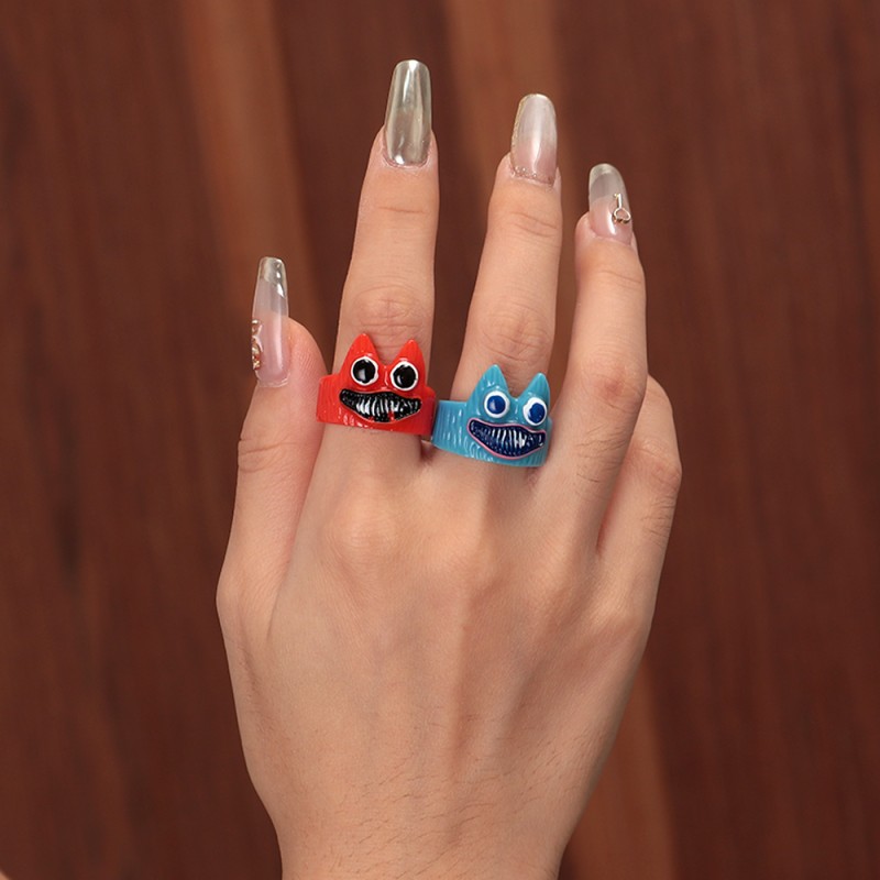 Demon Ring Manufacturer - Creative Cartoon Demon Smiling Face 3D Eyes Colorful Cute Little Monster Resin Ring