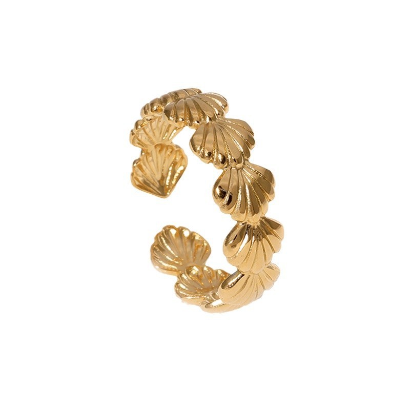 Shell Ring Supplier - 2025 Summer Best-Selling Women's Ring Cute Summer Beach Shell Design Stainless Steel Engagement