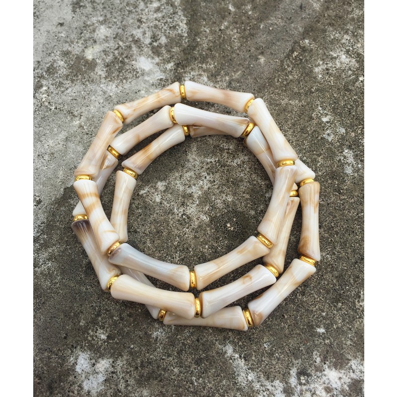 Resin Bracelet Supplier - Fashion Summer Marble Resin Colorful Student Folded Wear Elastic Acrylic Set