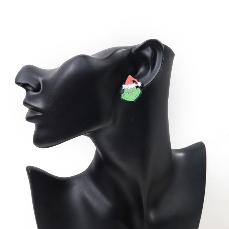 Stud Earrings Supplier - Wholesale 2024 Santa Hat Hulk Christmas Stud Party Decor Mini Acrylic Earrings