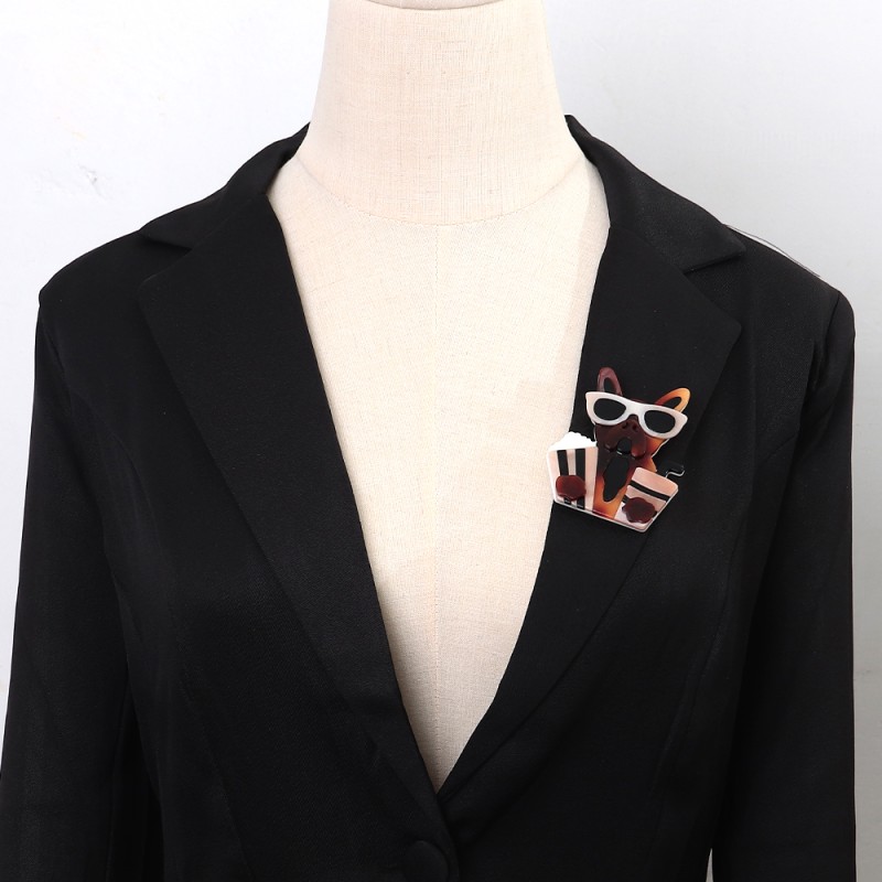 Animal Pin Factory - Cartoon Animal Pin Badge Clothing Bag Accessories Cute Popcorn Drink Wearing Glasses