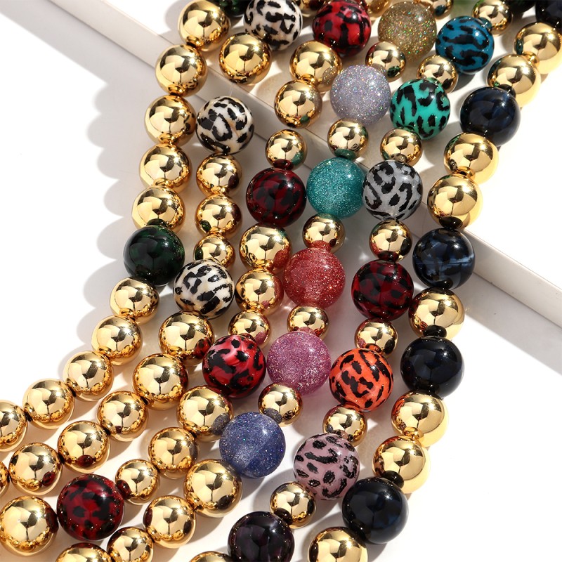 Beaded Necklace Supplier - Unique Fashion Jewelry 2025 Shiny Sequin Ball Electroplated Gold CCB Beaded