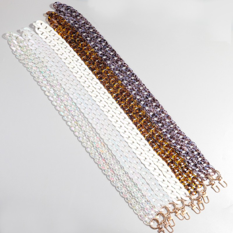 DIY Chain Factory - Fashion 2024 DIY Mobile Phone Chain Accessories Laser Pearl Sexy Leopard Print Chunky Links