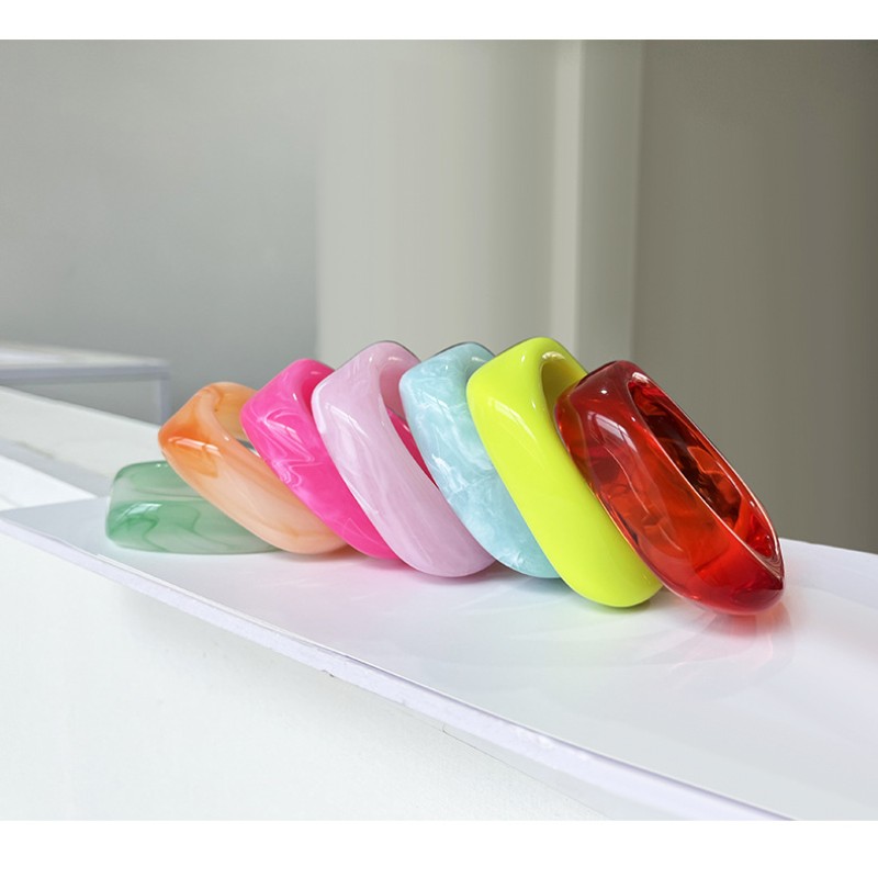 Resin Bangles Supplier - Exaggerated Dazzling Multicolor Fashion Chunky Resin Bangles Party Wide
