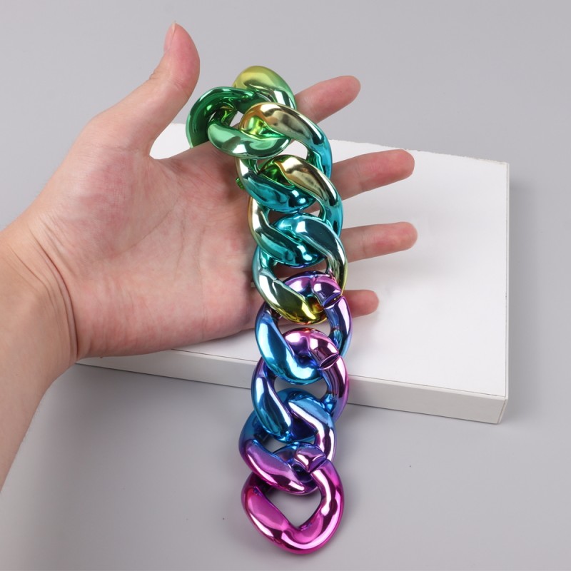 Link Chain Supplier - Wholesale Popular Jewelry Accessories Large Gradient Metallic Color Ccb Link Chain Custom