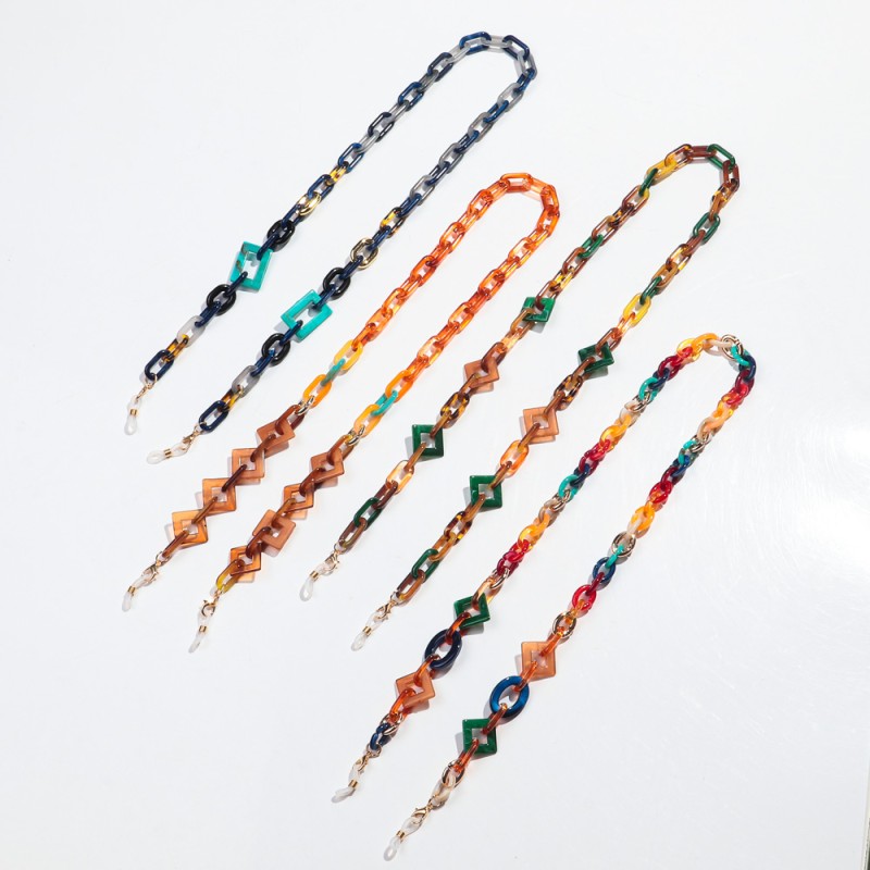 Marble Chain Manufacturer - Vintage Mixed Marble Geometric Link Bohemian Style Sunglasses Chain Amber Leopard Turquoise