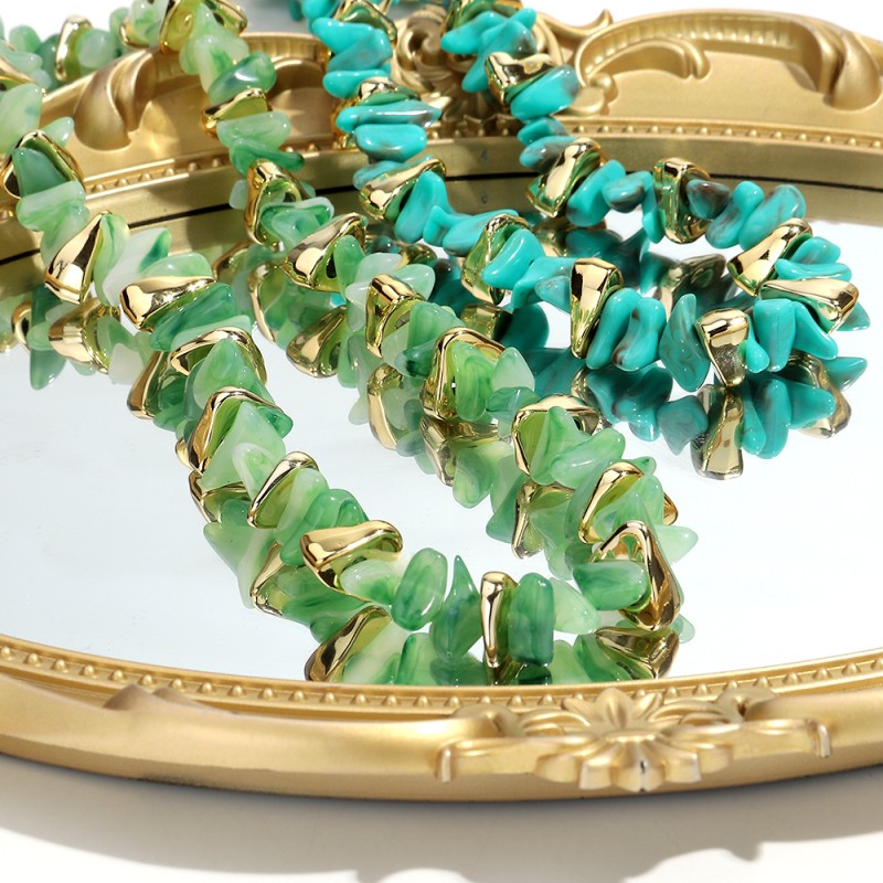 Elastic Bracelet Factory - Bohemian Style Jewelry Colorful Plastic Stone Elastic Bracelet Gold CCB Beads