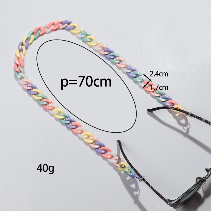 Colored Chain Factory - New Simple Colored Resin Links Pearl White Gloss Vintage Glasses Chain with Rubber Ring